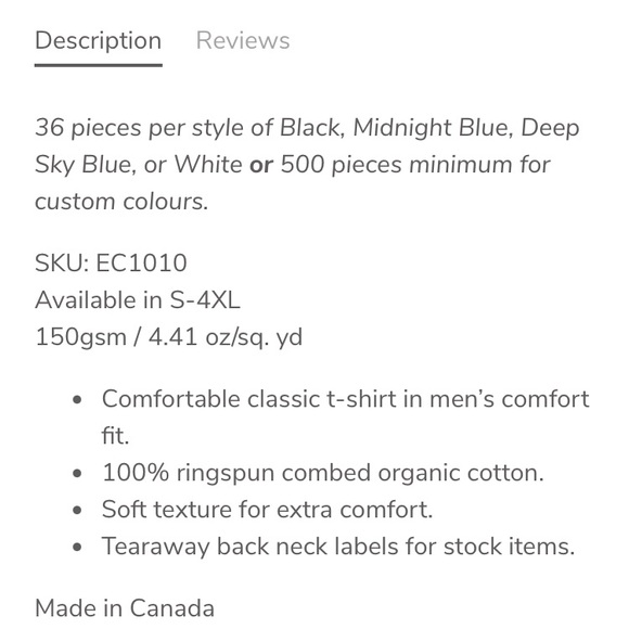 NWOT Econic crew neck Canadian made tshirt samples - Picture 2 of 2